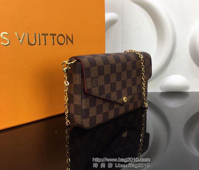 路易威登LV 頂級原單 N63032 Pochette Felicie小型手袋 鏈條斜挎包 肩背袋 手拿包 錢夾  YDH2543
